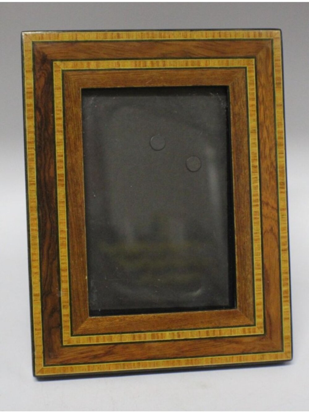 Vintage Wood Inlay Picture Frame Geometric Marquetry Tabletop Photo Holder 5x7